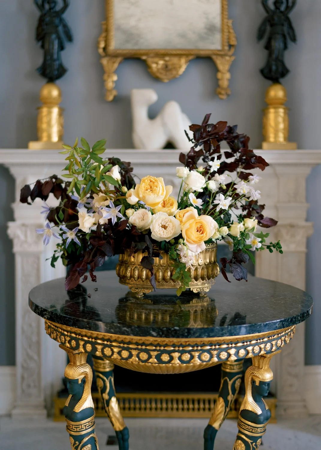 Floral detail at a wedding reception in Italy