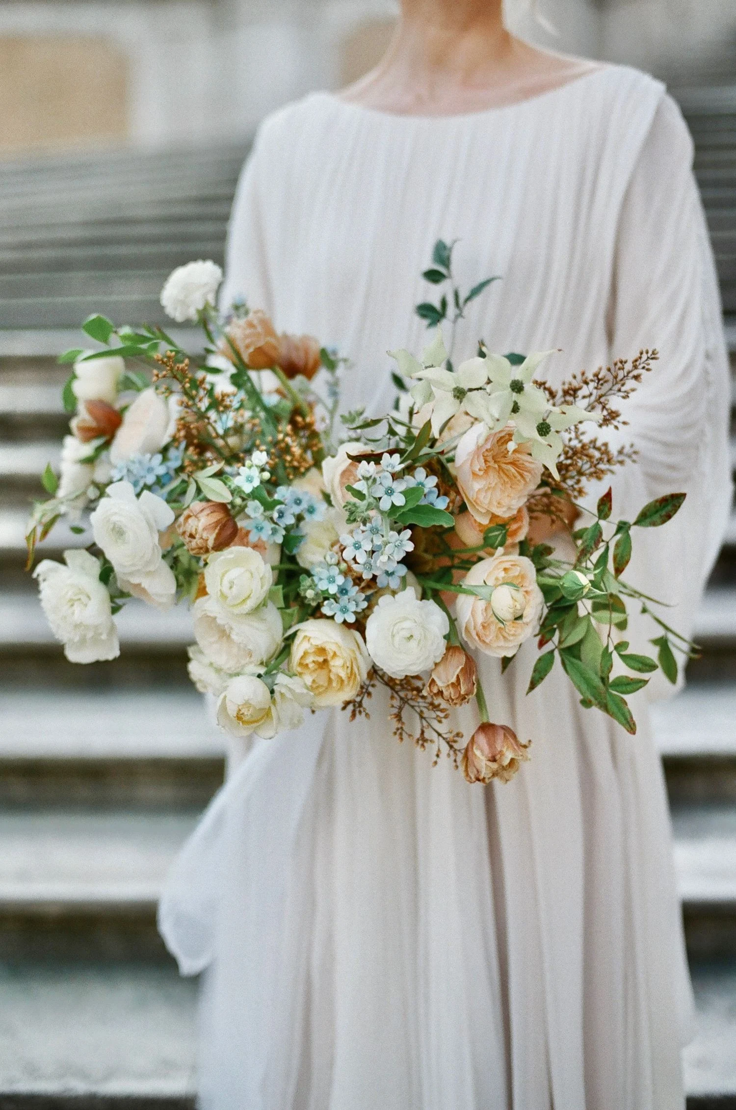 Peach roses on dress