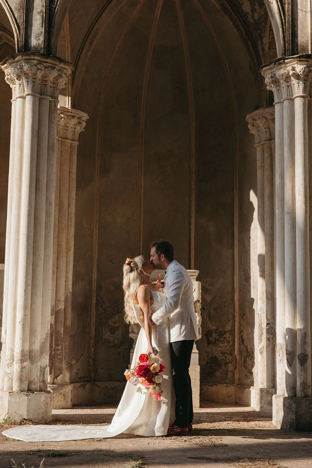 Wedding in stone archways